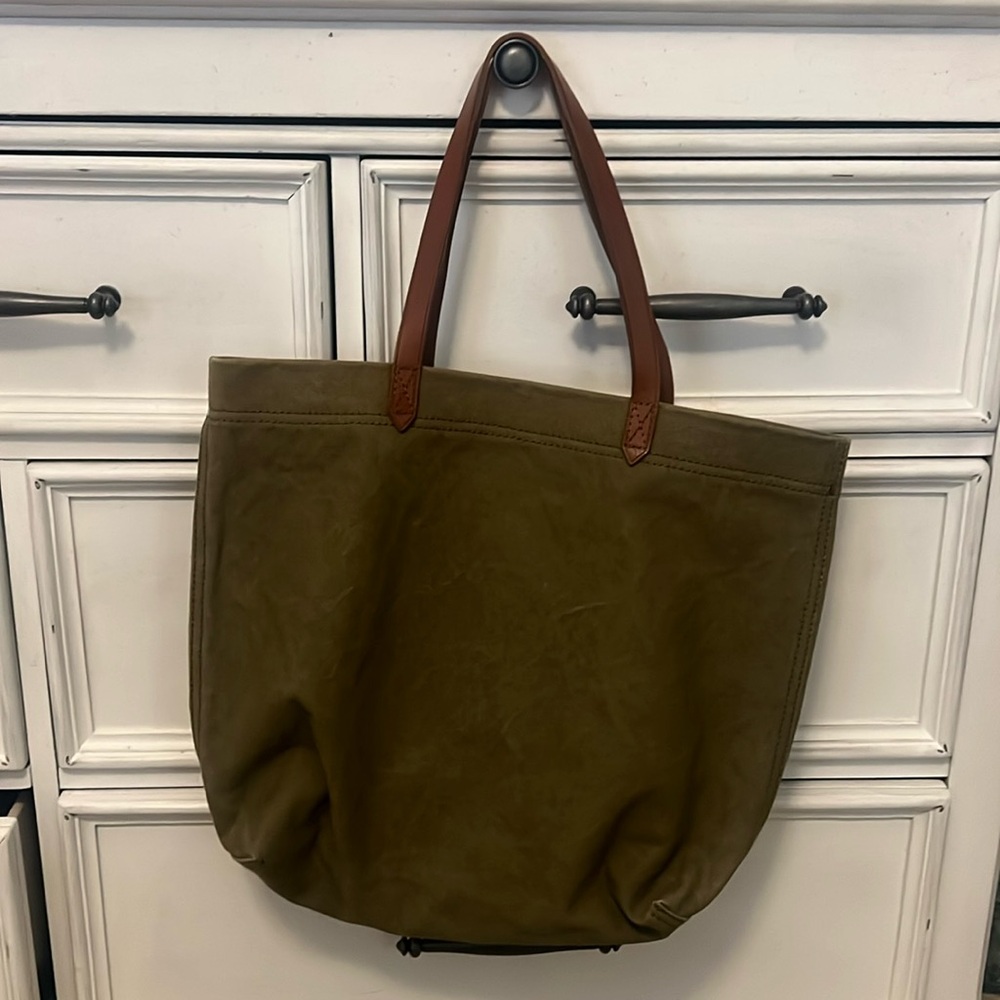 Madewell green canvas tote bag